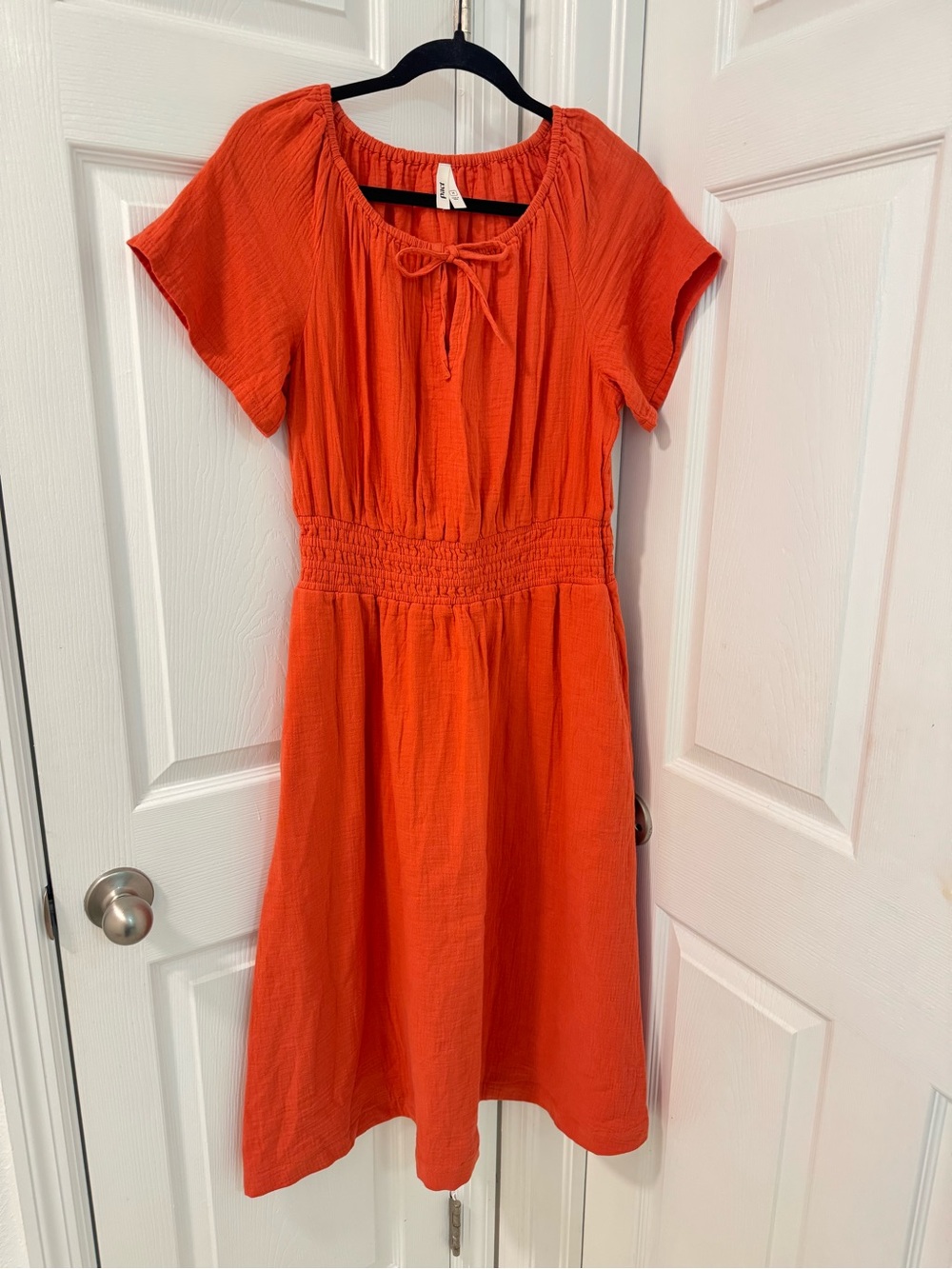 Pact Coral Midi Dress with Smocked Waist - Picture 5 of 7